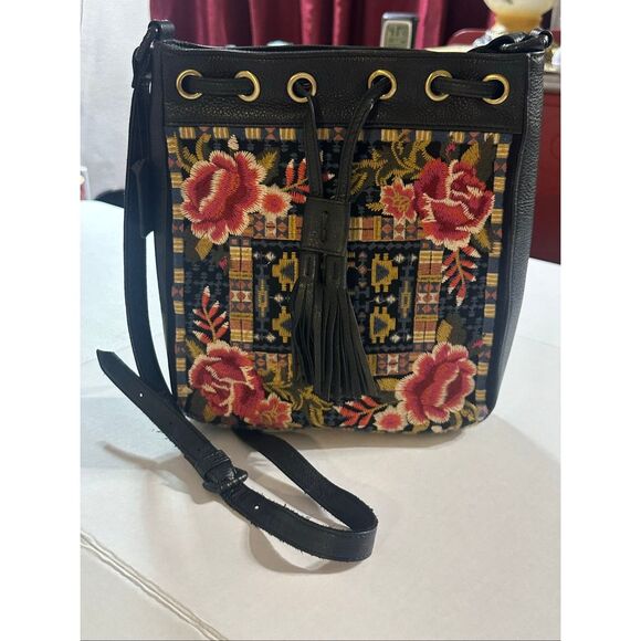 Johnny Was Handbags - Johnny Was Johnny Was Axton Embroidered Leather Pull Closure Purse Crossbody Bag